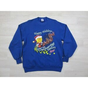 Vintage Walmart Christmas Sweatshirt Smiley Face Logo 90s Mens (M) Kentucky USA